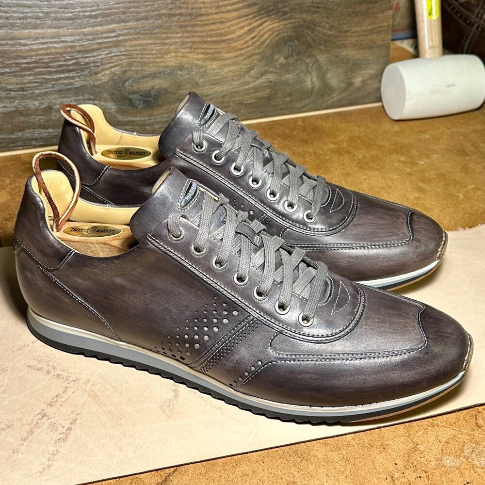 Magnanni Cristian Sneakers Men’s 11 M‎ Gray Leather Lace-Up Shoes 15745 Casual